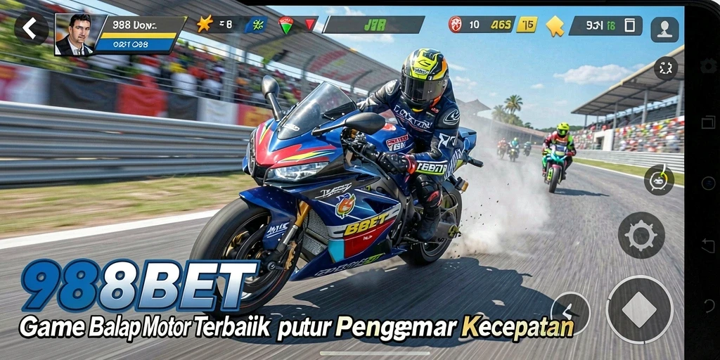 Screenshot 988BET menampilkan aksi balapan motor yang intens dan seru.
