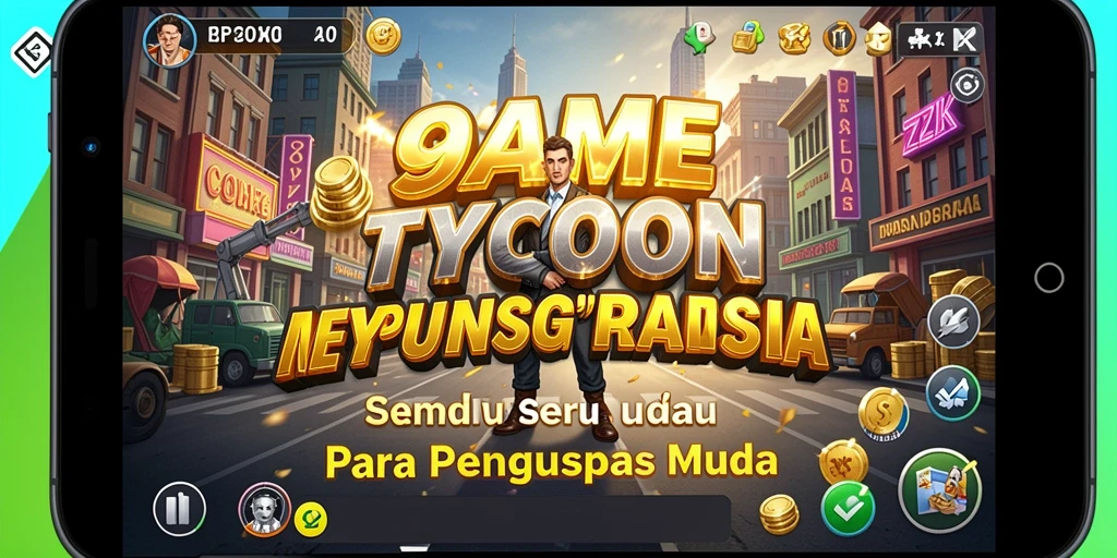 Screenshot gameplay 9ZK yang menunjukkan keseruan membangun bisnis Tycoon.