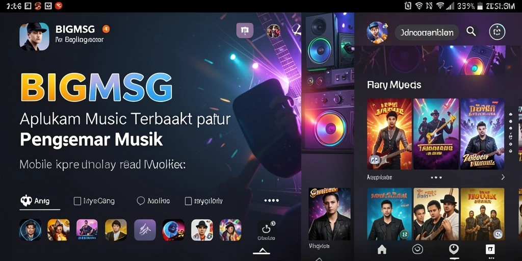 Tampilan screenshot BIGMSG menunjukkan pengalaman mendengarkan musik yang interaktif.