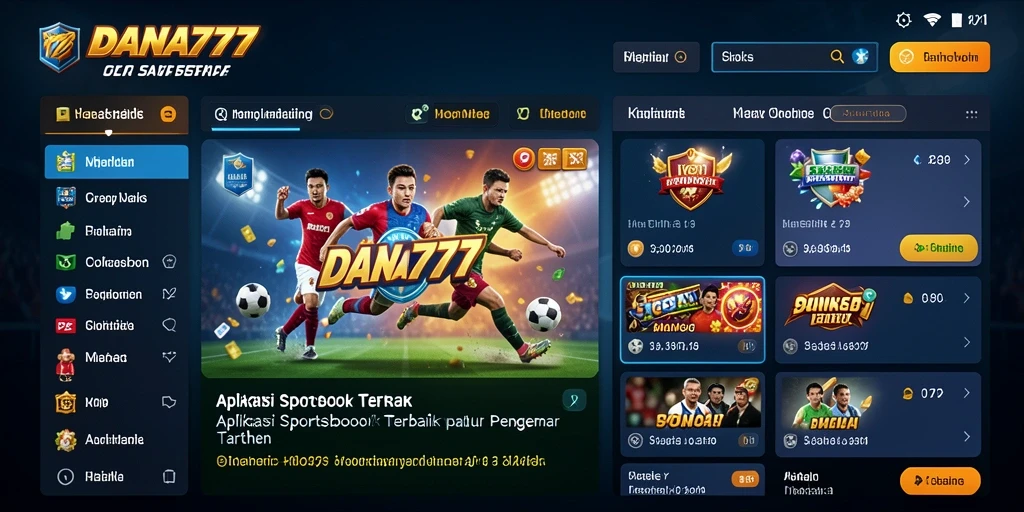 Tampilan utama <strong>DANA777</strong> menampilkan berbagai pilihan taruhan olahraga.