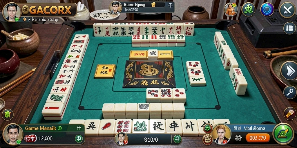 Screenshot gameplay GACORX menampilkan papan Mahjong yang dinamis dan menantang.