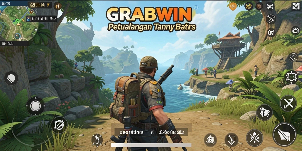 Tangkapan layar dari gameplay <strong>GRABWIN</strong> di dunia terbuka yang luas.