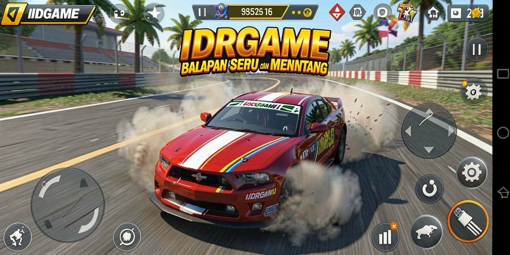 Tampilan gameplay balapan yang seru dan mendebarkan di IDRGAME.