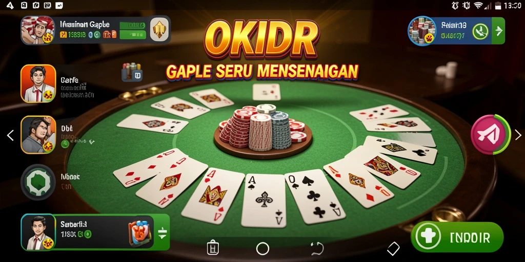 Screenshot OKIDR menampilkan gameplay Gaple yang seru dan interaktif.