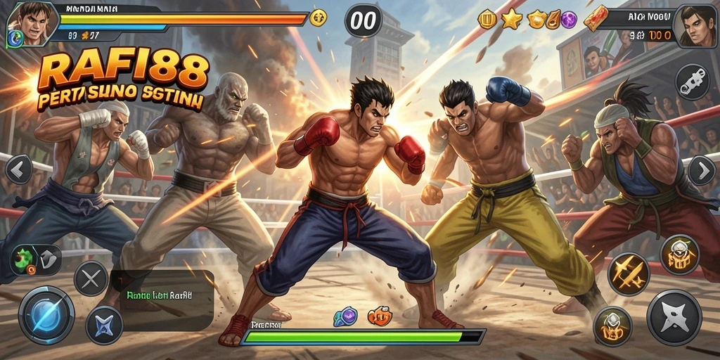 Tampilan gameplay mendebarkan dari pertarungan di RAFI88.