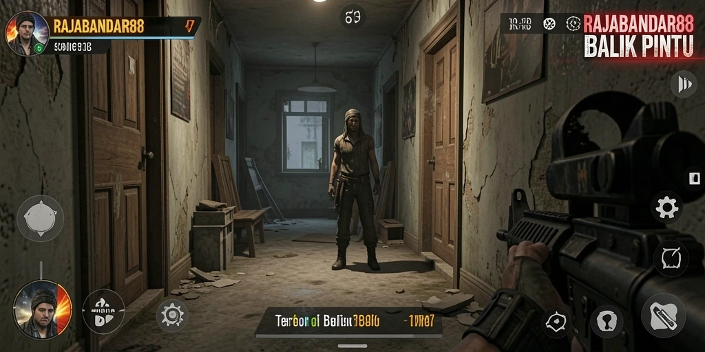 Screenshot menunjukkan gameplay seram dan menegangkan di RAJABANDAR88.