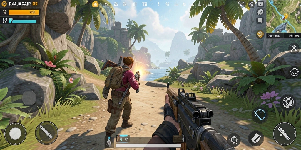Screenshot gameplay RAJACAIR menampilkan aksi pertempuran yang mendebarkan.