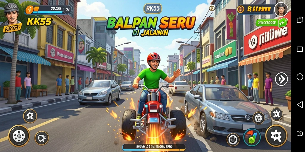 Tampilan aksi balapan RK55 yang memukau dan penuh kecepatan.
