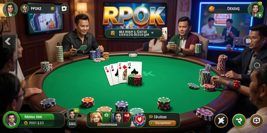 Tampilan screenshot RPOK menampilkan gameplay Poker yang seru.