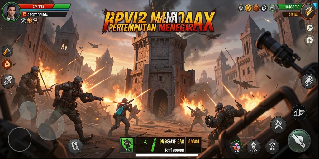 Screenshot gameplay Tower Defense RPVIP2 yang menampilkan berbagai menara yang menarik.