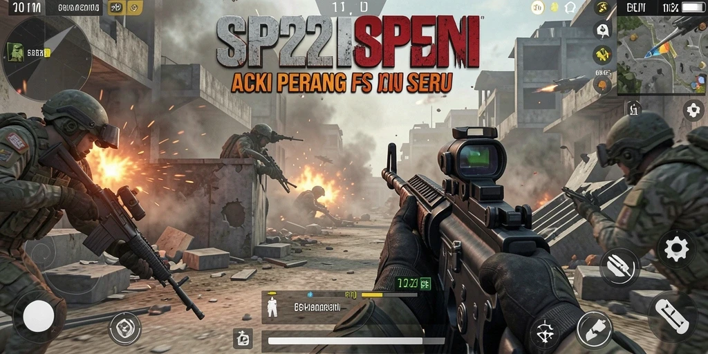 Screenshot menunjukkan aksi tembak-menembak seru dalam SP212.