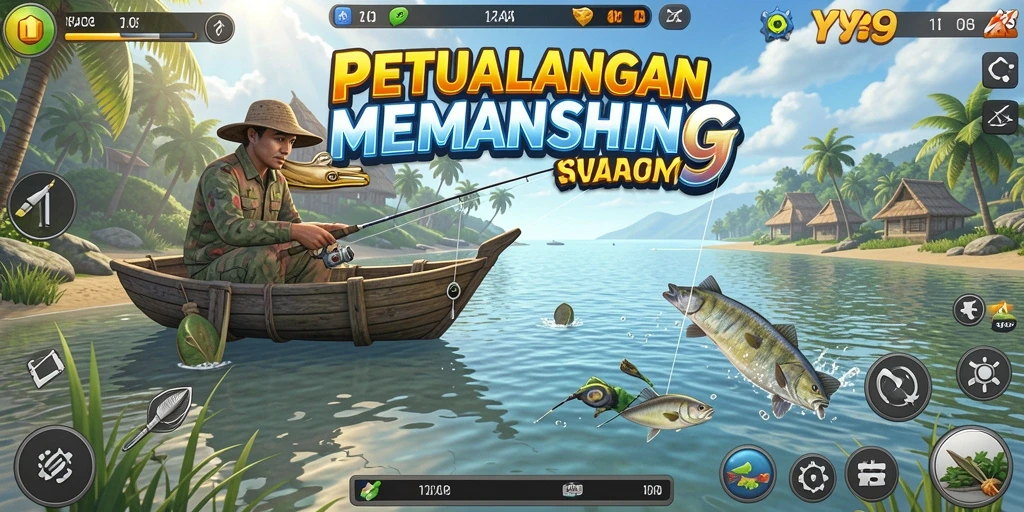 Tampilan gameplay Y89 yang menampilkan aksi memancing seru.